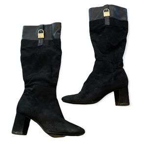 Calvin Klein Knee-High Black Heeled Boots, sz 7.5